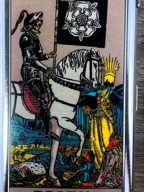 Death Tarot Card Cigarette Accessory  Case W/ Built In Butane Lighter 100's